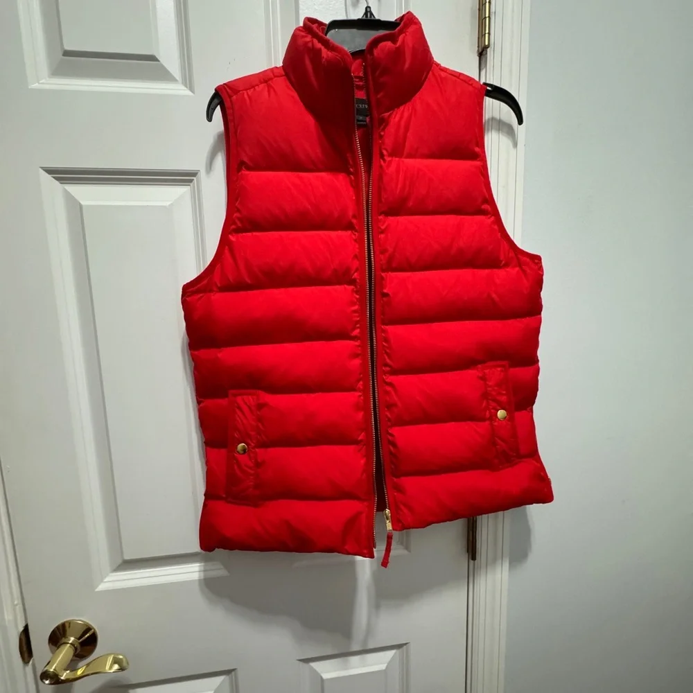 J.Crew size M red puffer down vest